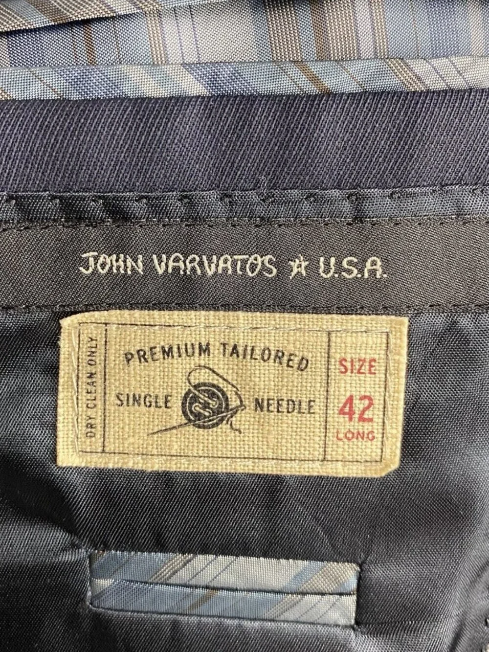 John Varvatos Explorer Travel Blazer Men 42L Single Needle Wool Navy Blue Twill